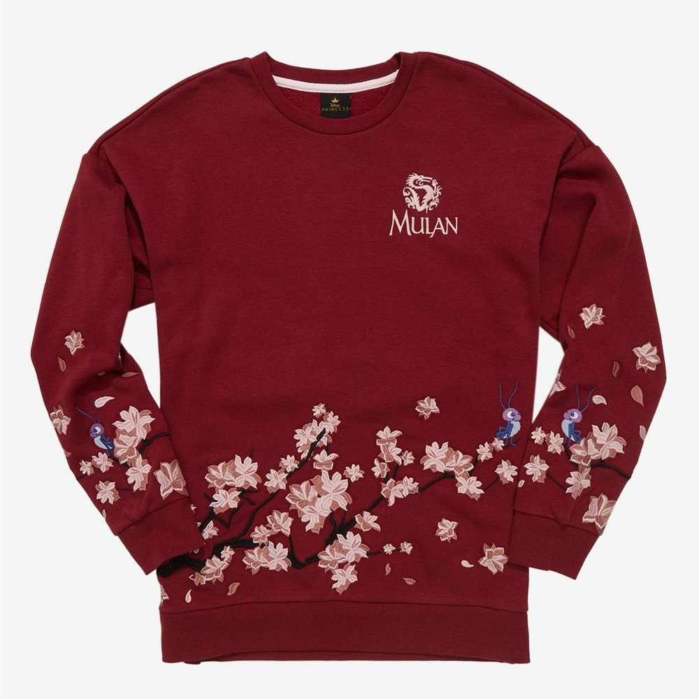 Mulan Burgundy Floral Women's Crewneck Sweater